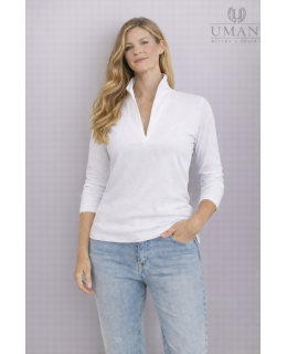 Stehkragen -Shirt, weiss/Neu