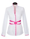 Stand-up collar blouse Piped, white / fuchsia/goes out of...