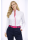 Paspelierte Damenbluse mit Stehkragen in weiss/fuchsia