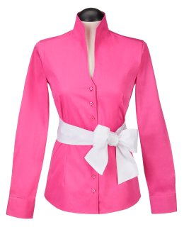 Stand-up collar blouse, Fuchsia/goes out of the assortment