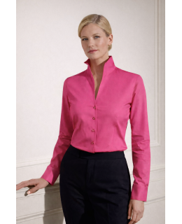 Stand-up collar blouse, Fuchsia