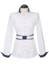 Contrast blouse with patch white / marine dot/goes out of...