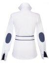 Kontrastbluse mit Patch weiss/marine Pünktchen