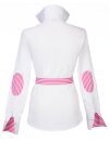 Contrast blouse with patch white / fuchsia stripes