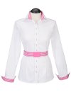 Kontrastbluse mit Patch weiss/fuchsia Streifen/Geht aus...