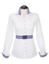 Contrast blouse with patch white / marine stripes/goes...