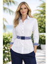 Contrast blouse with patch white / marine stripes