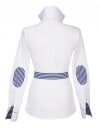 Kontrastbluse mit Patch weiss/marine Streifen