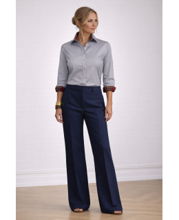 Contrast blouse with patch Smokey / Karo 6