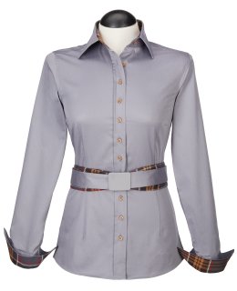 Contrast blouse with patch Smokey / Karo 6