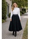 Bluse kleiner Stehkragen paspeliert  weiss/smokey