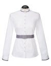 Bluse kleiner Stehkragen paspeliert  weiss/smokey