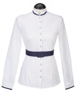 small stand-up collar piped white / marine
