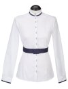 Bluse kleiner Stehkragen paspeliert  weiss/marine