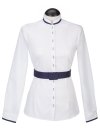 small stand-up collar piped white / marine/goes out of...