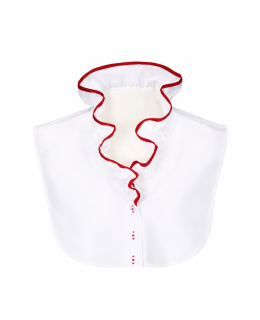 Blousen collar ruffle white with red piping/goes out of the assortment