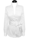 Stehkragenbluse, weiss, extralang