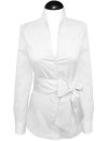 Standing collar blouse, white, extra long