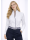 Stand-up collar blouse piped, white / smokey, extra long