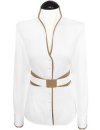 Stand-up collar blouse Piped, white / gold, extra...