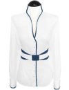 Stand-up collar blouse Piped, white / marine, extra...