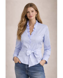 Ruffle extravagant with double ruffle light blue