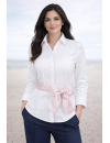 Contrast blouse white plain with pink piping
