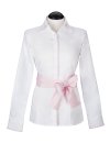 Contrast blouse white plain with pink piping