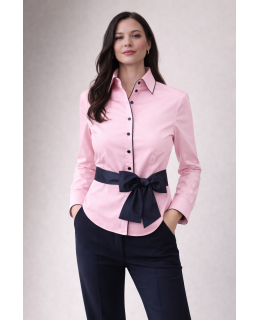 Contrast blouse pink uni with marine piping