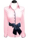 Contrast blouse pink uni with marine piping/goes out of...