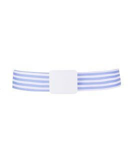 Single belt light blue white with white belt buckle