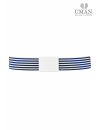 Single belt, navy and white striped with white belt buckle