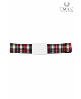 Single belt checkered pattern 2 with white belt buckle