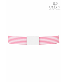 Single belt, pink striped with white buckle