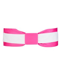 Double belt fuchsia white with fuchsia belt buckle