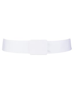 Single belt white with white belt buckle