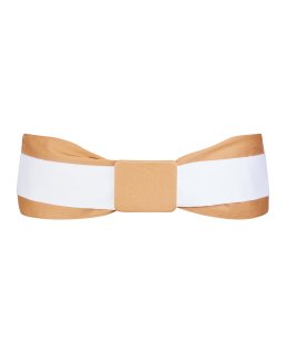 Double belt gold white with golden belt buckle