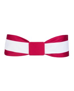 Double belt carmine red white with carmine red belt buckle