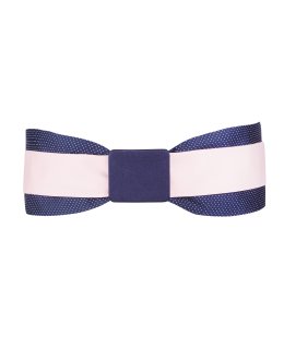 Double belt navy dotted pink with navy belt buckle