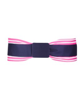 Double belt fuchsia/white navy with navy belt buckle