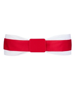 Double belt white carmine red with carmine red belt buckle