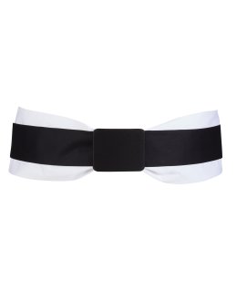 Double belt white black with black belt buckle