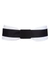 Double belt white black with black belt buckle