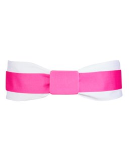 Double belt white fuchsia with fuchsia buckle