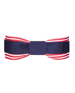 Red white navy double belt with navy belt buckle