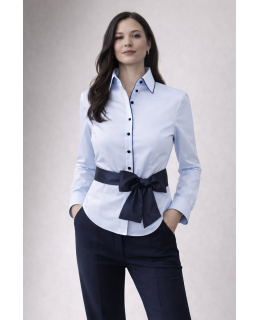 Contrast blouse light blue uni with marine piping