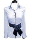 Contrast blouse light blue uni with marine piping/goes...