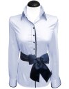 Contrast blouse light blue uni with marine piping