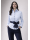 Kontrastbluse hellblau Uni mit marine Paspe