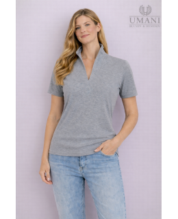 Short Sleeve Stand Collar Shirt, Smokey/goes out of the assortment